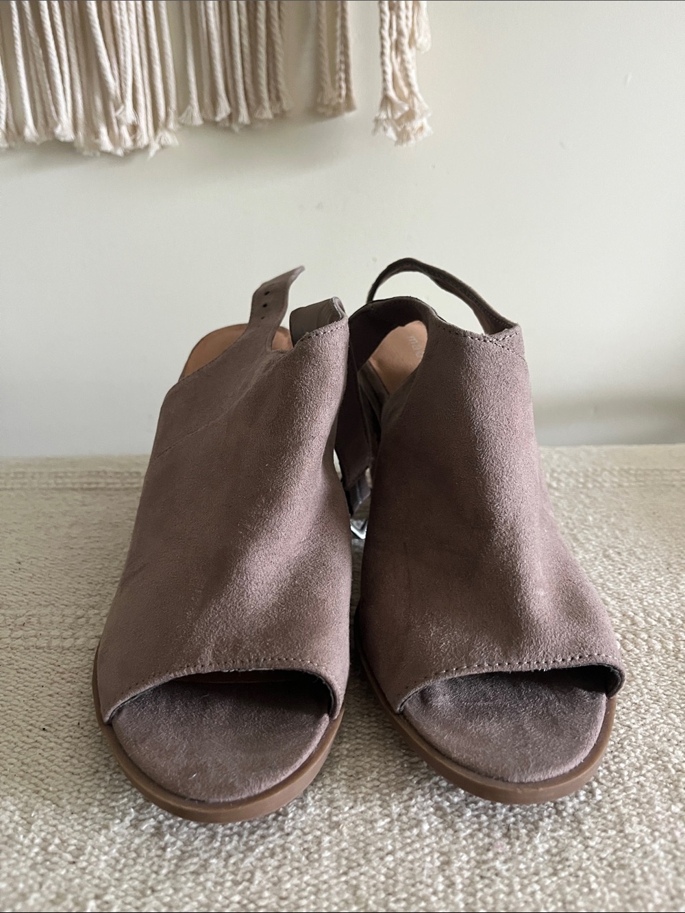 Madden Girl Taupe Suede Open-Toe Slingback Sandals